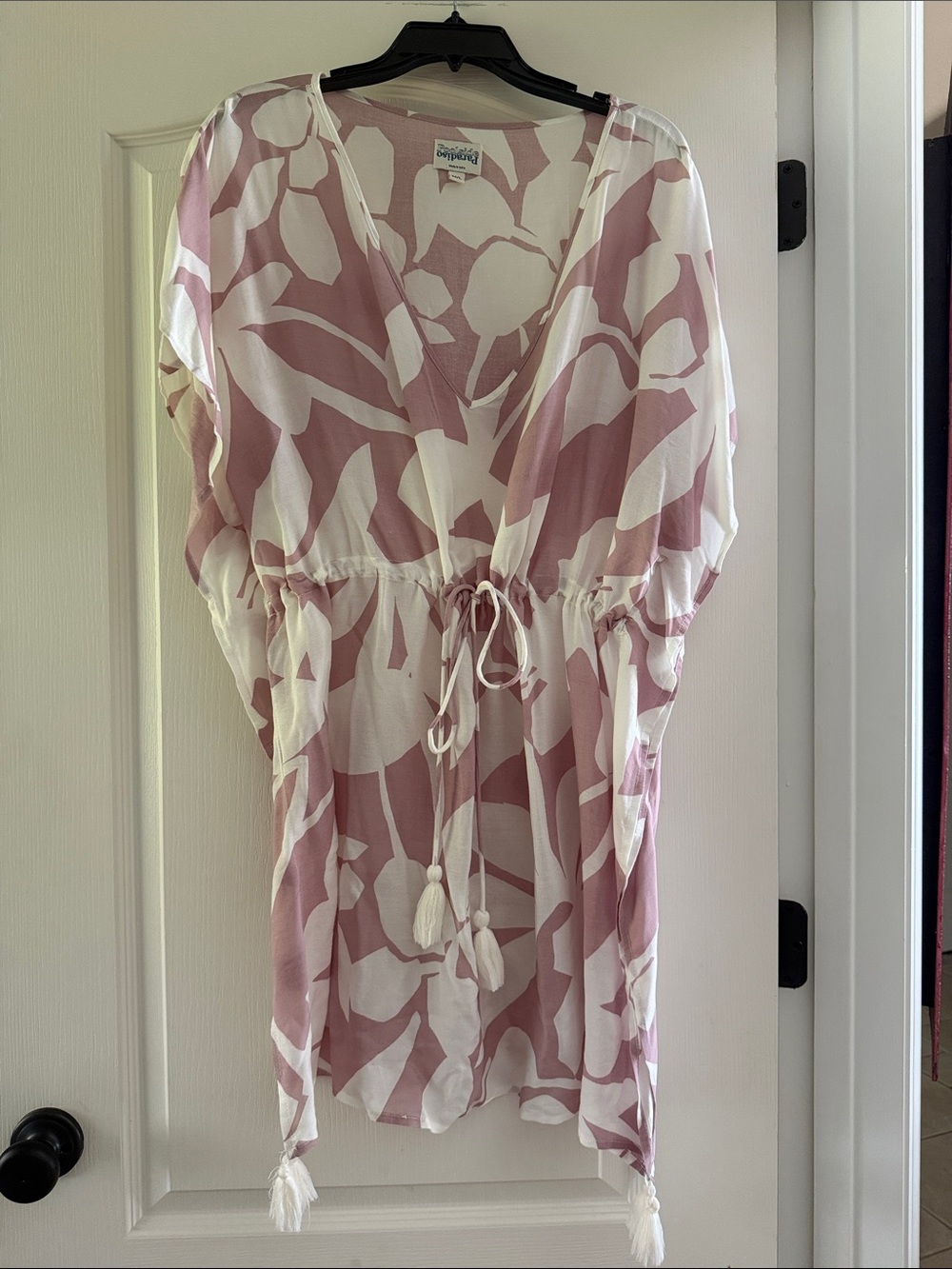 Lightweight Floral Tie-Waist Swim Coverup in Blush White